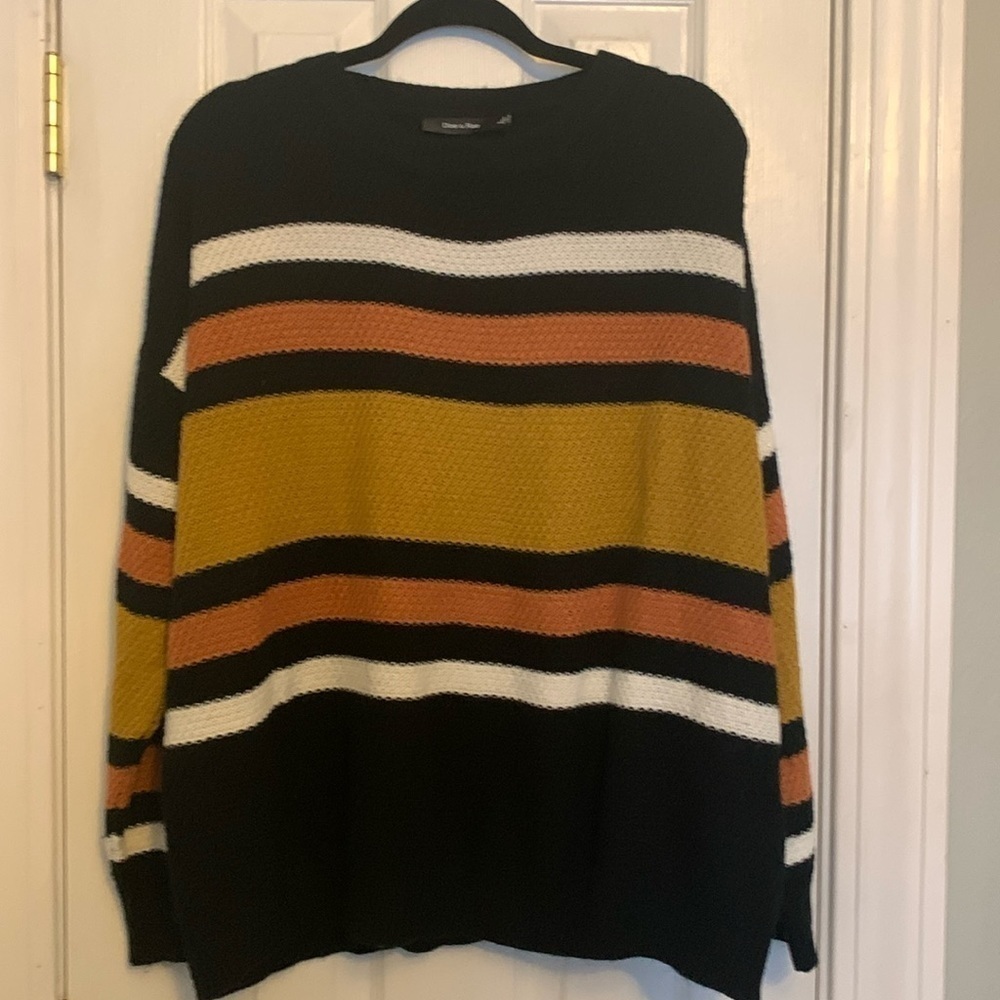 Doe & Rae Multi-Color Pullover Crew Neck Sweater Size L